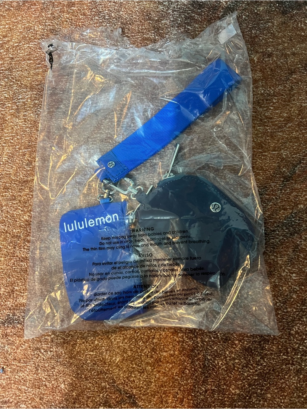 lululemon athletica Blue and Black Keychain Cardholder with Strap